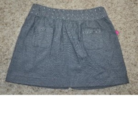 Womens Candies Britney Spears Skirt Gray 5 Ponte Studded Lined Zip Side Mini - Picture 2 of 4